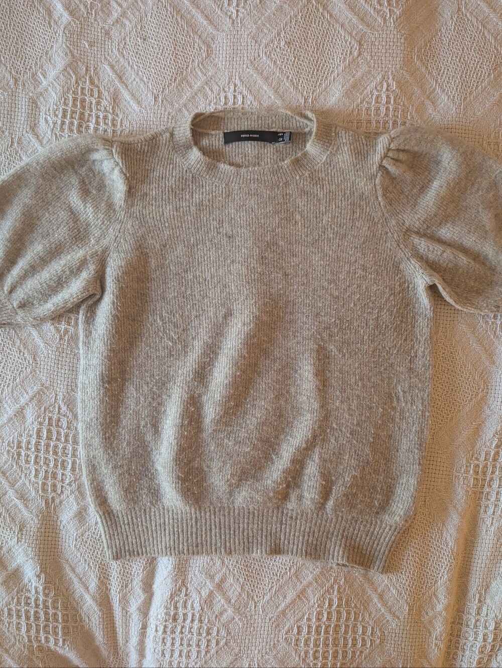 Vero Moda Cream Puff-Sleeve Knit Sweater